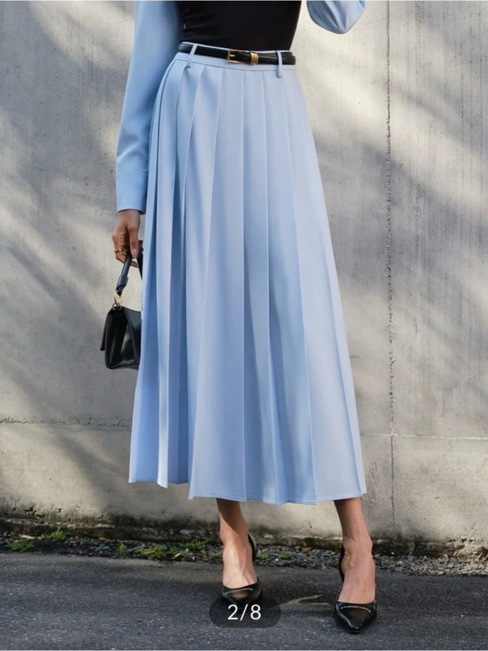Commense Minimalist Pleated Skirt Without Belt L